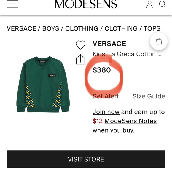 💯Authentic Young Versace La Greca Green Sweatshirt😍🔥 - Picture 3 of 4